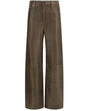 Golden Goose Brown Leather Trousers