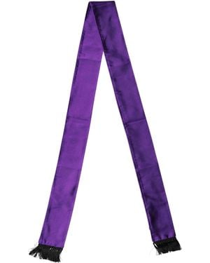 Dolce & Gabbana Violet Silk Fringes Neck Wrap Foulard Scarf - Purple