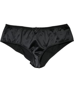 Dolce & Gabbana Black Silk Stretch Mid Waist Brief Panty Underwear