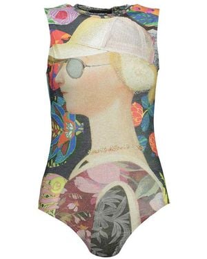 Desigual Green Polyester Bodysuit - Grey