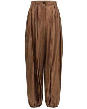 THE LATEST Brown Polyester Casual Pants