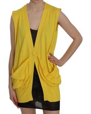 Pink Memories Yellow 100% Cotton Sleeveless Cardigan Top Vest