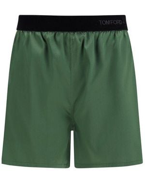 Tom Ford Bicolour Silk Bermuda Shorts - Green