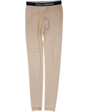 Dolce & Gabbana Nylon Logo Lace Leggings Trousers Underwear Elastane - Natural