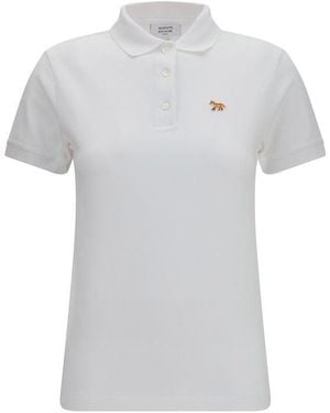 Maison Kitsuné White Cotton Polo Shirt - Gray