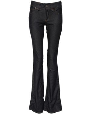 John Galliano Blue Mid Waist Cotton Wide Leg Denim Jeans - Black