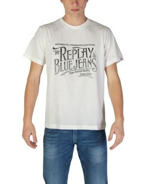 Replay White Cotton T - Grey