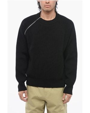 Burberry Wool Pullover With Decorative Zip - Black