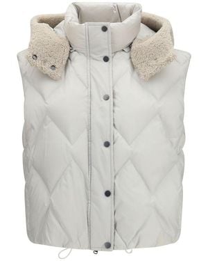 Brunello Cucinelli Gray Polyester Sleeveless Jacket