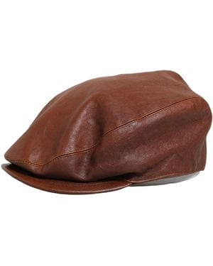 Dolce & Gabbana Men Brown Lamb Leather Newsboy Cloth Capello Hat