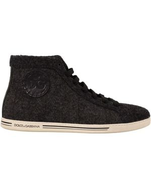 Dolce & Gabbana Grey Wool Cotton Casual High Top Trainers - Black