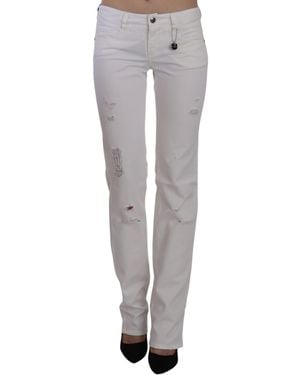 CoSTUME NATIONAL White Cotton Slim Fit Straight Jeans Trousers - Grey