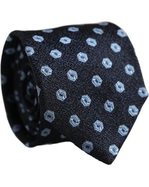 Dolce & Gabbana Men Blue Silk Geometric Adjustable Tied Necktie Tie