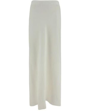 Brunello Cucinelli White Viscose Long Skirt