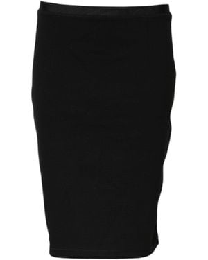 Gianfranco Ferré Black Polyester Pencil Cut Knee Length Skirt