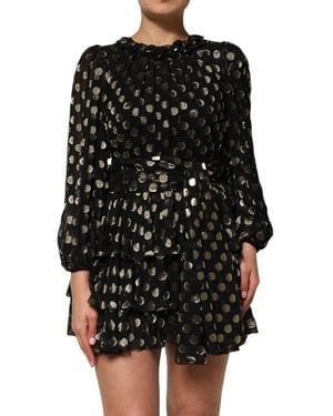 Dolce & Gabbana Polka Dot Tiered Mini Dress - Black