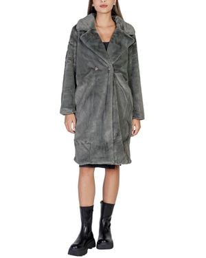 Ichi Black Polyester Jackets & Coat - Grey