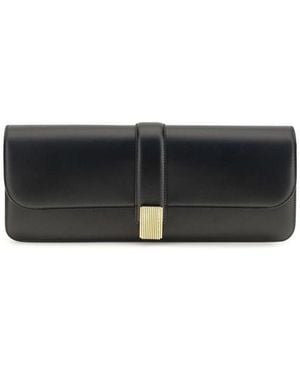 KHAITE Black Calf Leather Bos Taurus Clutch Bag