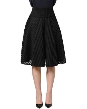 Pinko Cotton Striped Fla Silhouette Aline Midi - Black