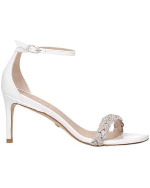 Stuart Weitzman White Leather Stiletto Heel Sandals - Metallic