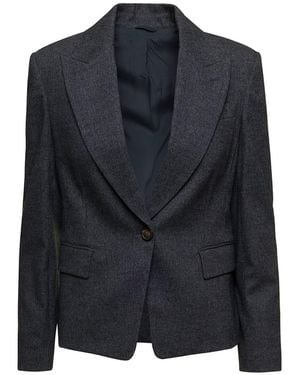 Brunello Cucinelli Grey Wool Blazer - Blue