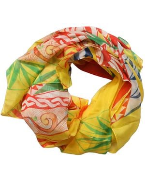 Dolce & Gabbana Multicolour Geometric Square Foulard Scarf - Orange