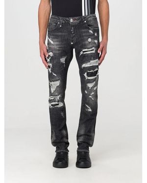 Philipp Plein Grey Denim Slim Fit Jeans - Blue