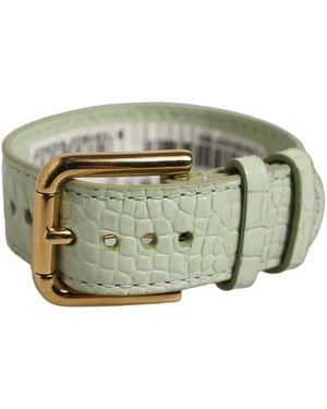 Dolce & Gabbana Green Embossed Leather Gold Buckle Belt Strap Bracelet