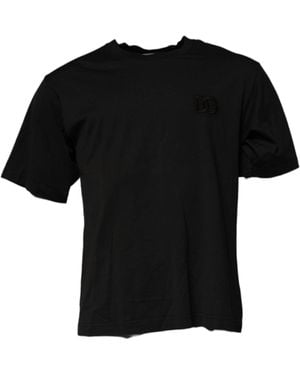 Dolce & Gabbana Black Dg Logo Cotton Crew Neck T