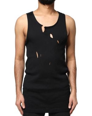 Dolce & Gabbana Distressed Ribbed Tank Top - Black