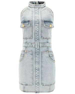 Balmain Chic Denim Mini Dress - Blue