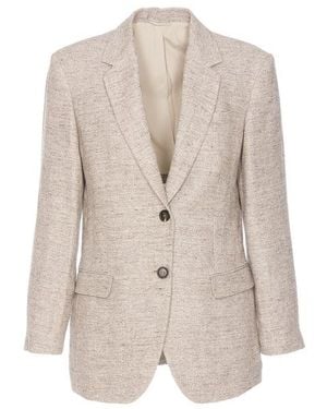 Brunello Cucinelli Brown Linen Blazer - Natural
