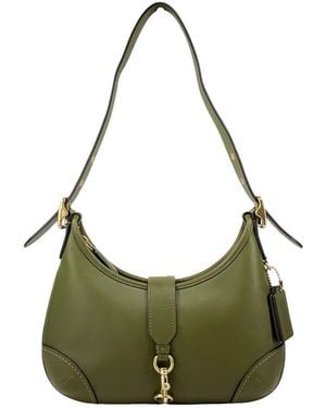 COACH Hamptons Leather Hobo Shoulder Bag - Green