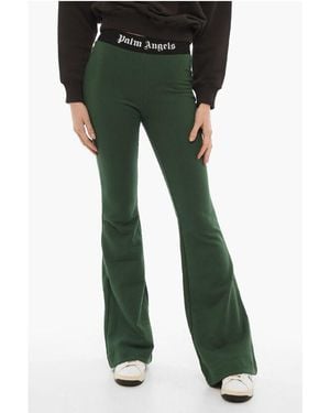 Palm Angels Fla Sweat Trousers With Logoed Elastic Band - Green