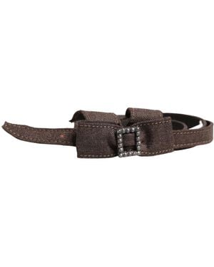 Ermanno Scervino Dark Brown Wool Bow Embellished Buckle Belt - White