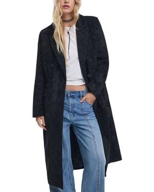 Desigual Black Polyester Coat - Blue