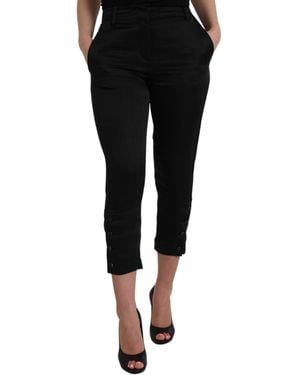 Ermanno Scervino High Waist Capri Cropped Pants - Black