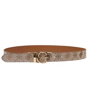 Guess White Polyester Thin Belt - Brown