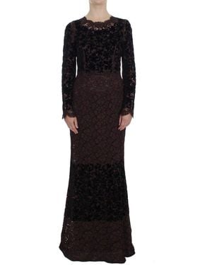 Dolce & Gabbana Floral Lace Ricamo Maxi Dress - Black