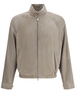 Brunello Cucinelli Bicolour Leather Jacket - Grey