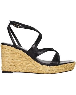 Jimmy Choo Raffia Wedge Heel Sandal - Metallic