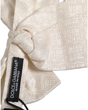 Dolce & Gabbana Jacquard Silk Adjustable Neck Papillon Bow Tie - Natural