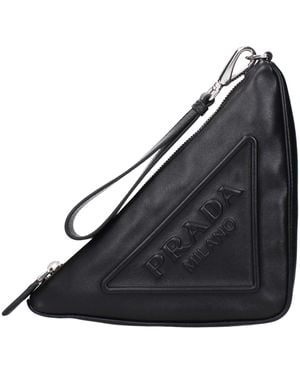 Prada Black Leather Clutch Bag