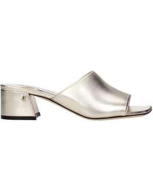 Jimmy Choo Gold Leather Platforms - White