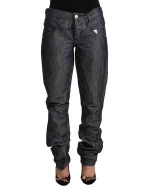 Acht Dark Gray Ramie Mid Wide Waist Straight Denim Jeans - Black