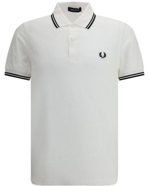 Fred Perry White Cotton Polo Shirt - Grey