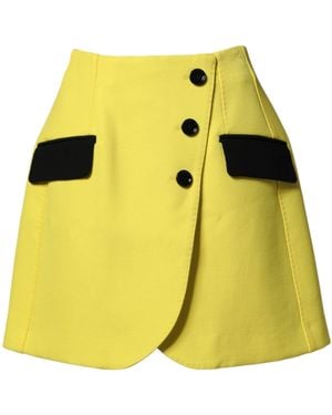Dolce & Gabbana Wool Buttoned High Waist Mini Skirt 01+Pa+Wv - Yellow