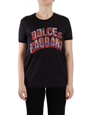 Dolce & Gabbana Chic Crew Neck Logo Tee - Black