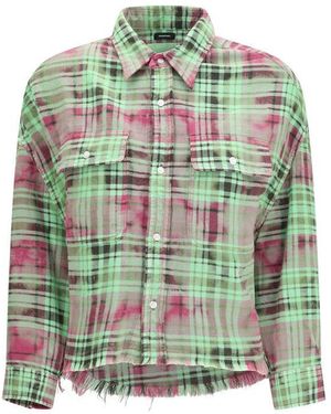 R13 Bicolour Cotton Pattern Shirt - Green