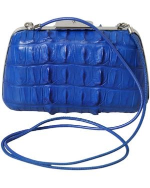 Balenciaga Electric Crocodile Skin Clutch - Blue